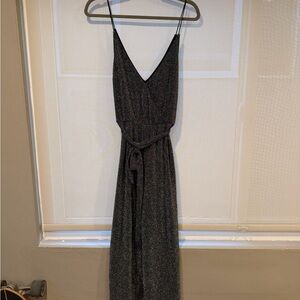 Sparkle Black Jumpsuit with Waist Tie